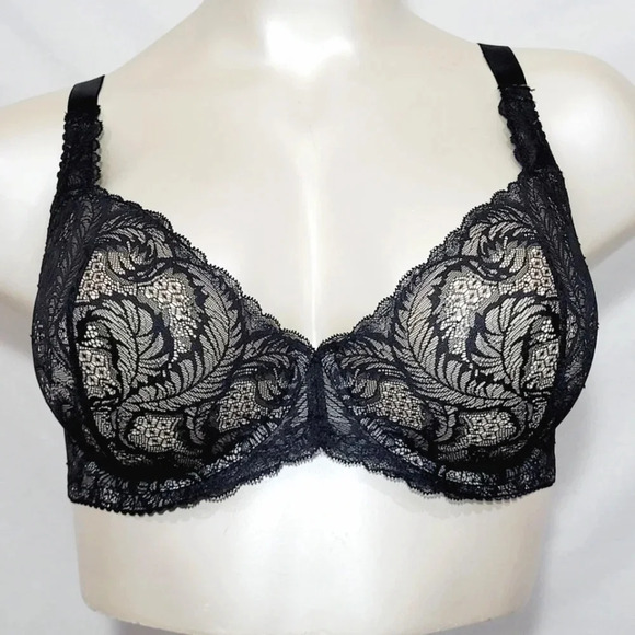 42D Paramour 115027 Lou Lou Lace Unlined UW‎ Bra Black - Picture 1 of 11